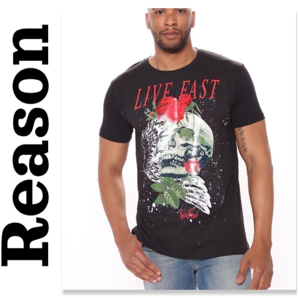 NWT Reason Brand Live Fast Short Sleeve Tee - Black